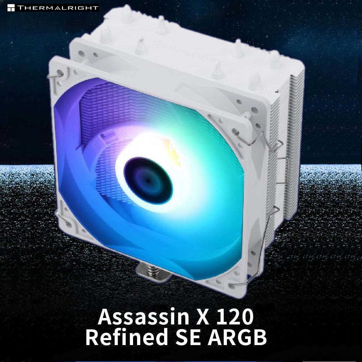 Thermalright AssassinX120 R SE White ARGB CPU Air Cooler (1) ASSX120RSEW-ARGB AssassinX120 R SE White ARGB CPU Air Cooler Thermalright AssassinX120 R SE White ARGB CPU Air Cooler , AX120 R SE White, 4 Heat Pipes, TL-C12CW-S PWM Quiet Fan CPU Cooler with S-FDB Bearing, for AMD AM4/AM5 Intel 1700/1150/1151/1200, LGA1700 | WHITE