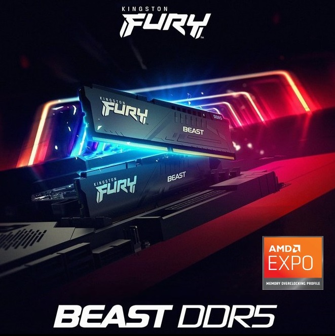 KF560C40BB-32-SP Kingston Fury Beast 32GB Kit 6000MTs DDR5 RAM Kingston Fury Beast 32GB 6000MT/s DDR5 RAM Kit (2 x 16GB) CL36 1.35V Desktop Memory Single Module | AMD® EXPO &  Intel XMP  | Plug N Play | 288-Pin DIMM | KF560C36BBEK2-32 OPEN BOX