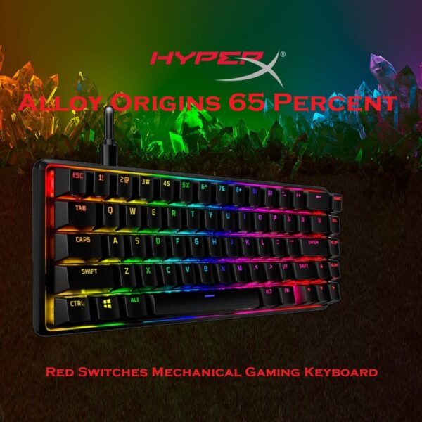4P5D6AX#ACB Alloy Origins 65 Mechanical Gaming Keyboard HyperX Alloy Origins 65 - Mechanical Gaming Keyboard – Compact 65% Form Factor - Linear Red Switch - Double Shot PBT Keycaps - RGB LED Backlit - NGENUITY Software Compatible | BLACK 4P5D6AX#ACB
