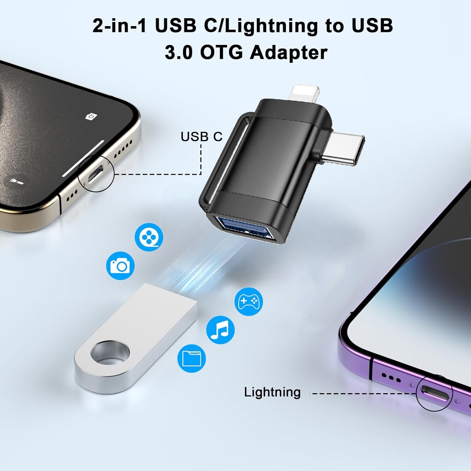 HOCO-UA31F OTG Lightning and Type-C to USB A Adapter UA31F OTG Lightning and Type-C to USB A Adapter , Supports OTG Function for Phones , USB 2.0 data transfer for iPhone, MacBook Pro, iPad Pro and More | BLACK HOCO-UA31F HOCO-UA31F OTG Lightning and Type-C to USB A Adapter UA31F OTG Lightning and Type-C to USB A Adapter , Supports OTG Function for Phones , USB 2.0 data transfer for iPhone, MacBook Pro, iPad Pro and More | BLACK HOCO-UA31F