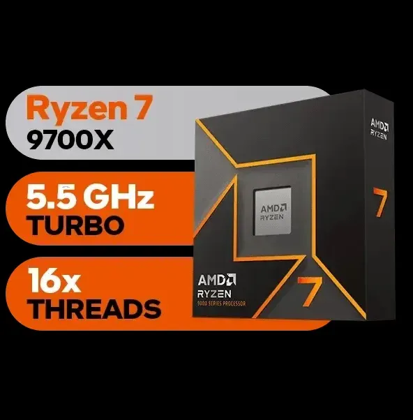 AMD-RYZEN7-9700X AMD Ryzen 7 9700X CPU Ryzen 7 9000 Series AMD Ryzen 7 9700X - Ryzen 7 9000 Series Granite Ridge (Zen 5) 8-Core 3.8 GHz - Socket AM5 65W - Radeon Graphics Processor | BOX 100-100001404WOF