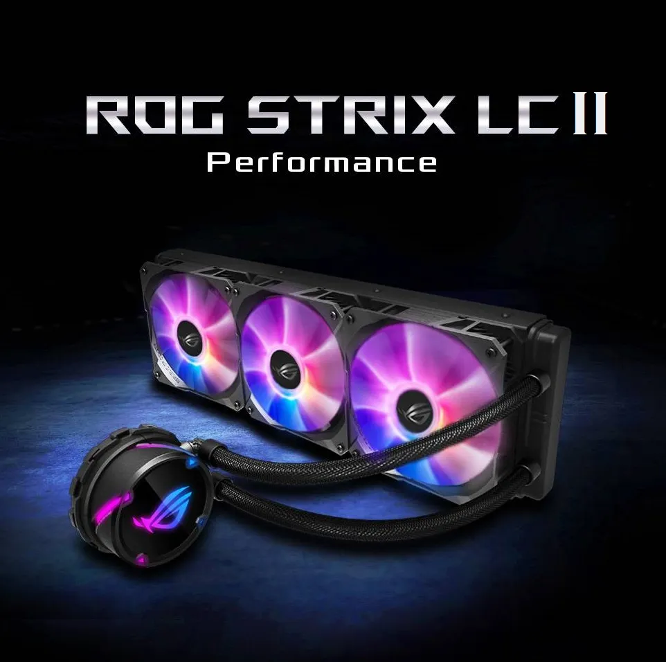 ARGB AIO Liquid CPU Cooler ROG Strix LC II 360 90RC00F1-M0CAY0 ASUS ROG Strix LC II 360 ARGB AIO Liquid CPU Cooler 360 ASUS ROG Strix LC II 360 ARGB All-in-one AIO Liquid CPU Cooler 360mm Radiator, Intel LGA1700, 115x/2066 and AMD AM4/TR4 Support, Triple 120mm 4-pin PWM Addressable RGB Radiator Fans
