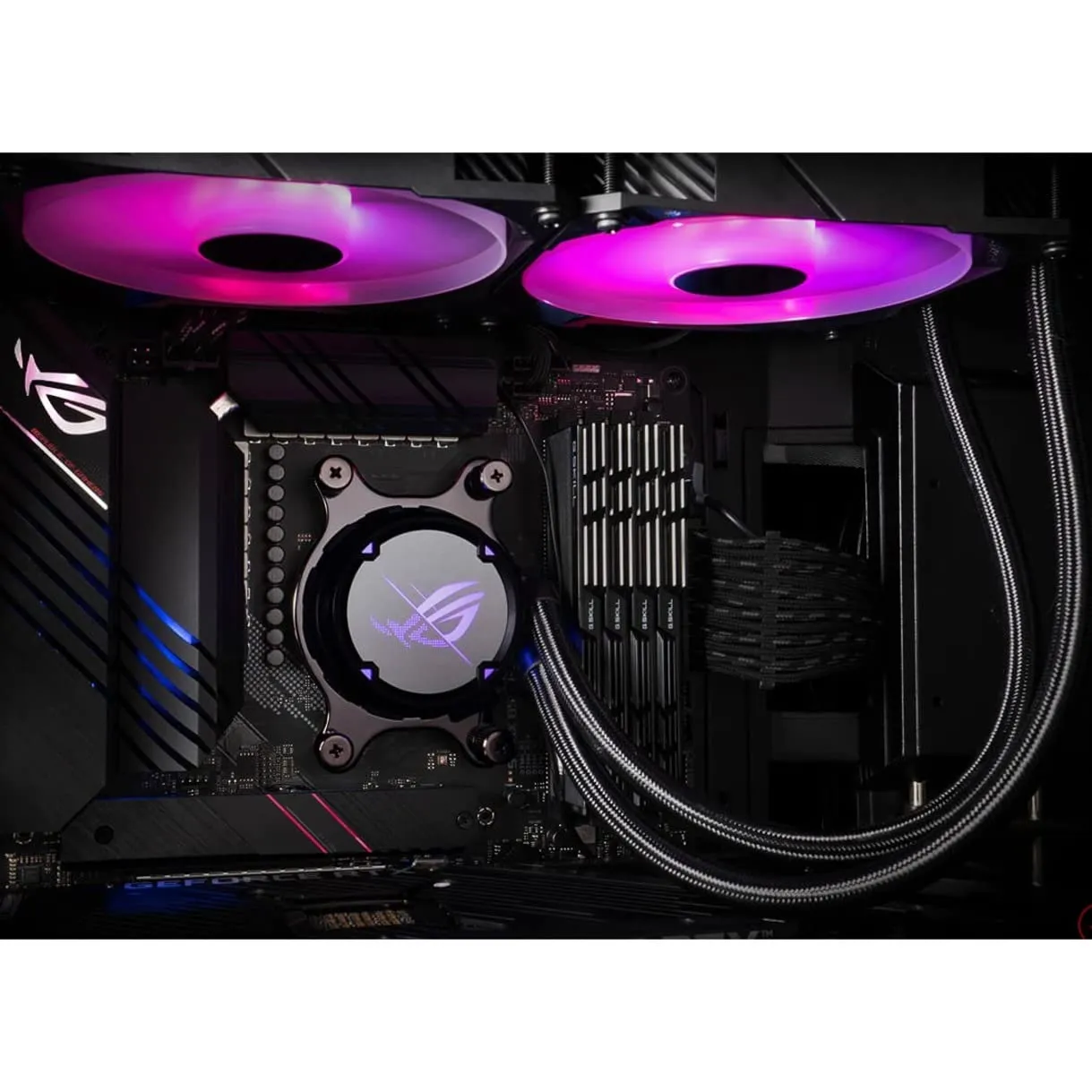 90RC00F1-M0CAY0 ASUS ROG Strix LC II 360 ARGB AIO Liquid CPU Cooler 360 ASUS ROG Strix LC II 360 ARGB All-in-one AIO Liquid CPU Cooler 360mm Radiator, Intel LGA1700, 115x/2066 and AMD AM4/TR4 Support, Triple 120mm 4-pin PWM Addressable RGB Radiator Fans