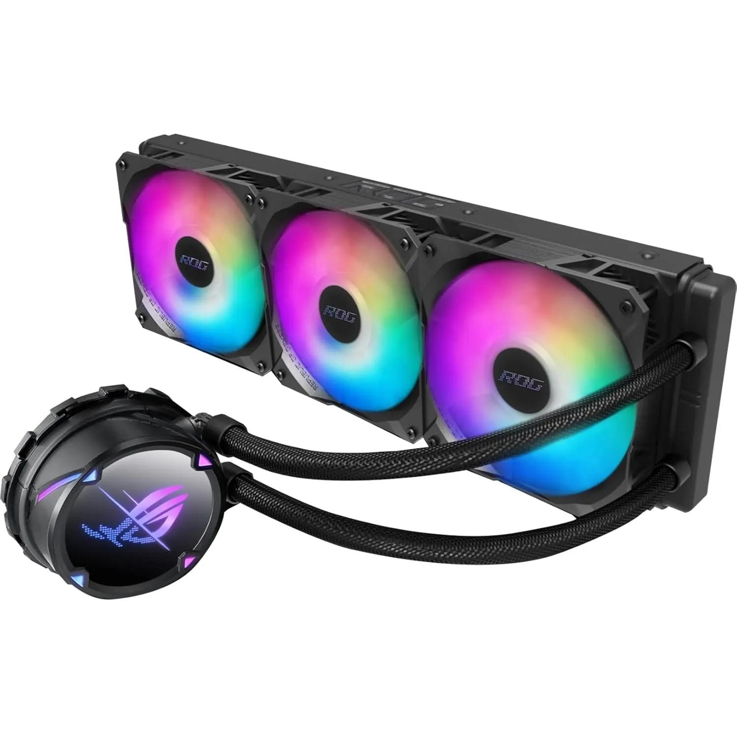 90RC00F1-M0CAY0 ASUS ROG Strix LC II 360 ARGB AIO Liquid CPU Cooler 360 ASUS ROG Strix LC II 360 ARGB All-in-one AIO Liquid CPU Cooler 360mm Radiator, Intel LGA1700, 115x/2066 and AMD AM4/TR4 Support, Triple 120mm 4-pin PWM Addressable RGB Radiator Fans