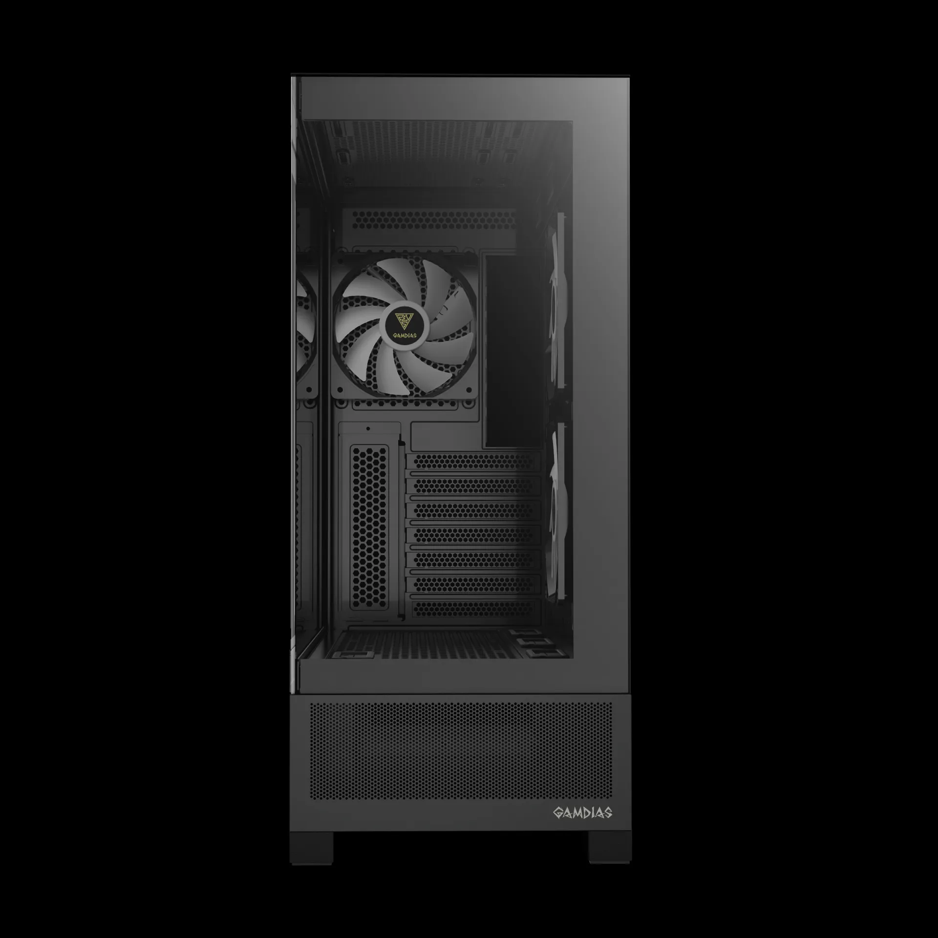 ATLAS_M1_Exh5 GAMDIAS ATLAS M1 Mid Tower Gaming Computer Case w/Display& App, ATX Tempered Glass PC Case, Built-in 3X 120mm ARGB PWM Fans, Up to RTX 4000 GPU/VGA 410mm& 360mm AIO/Radiator& 6x120mm Fans& 160mm CPU Cooler | BLACK ATLAS-M1-DIGITAL-B - Image 13