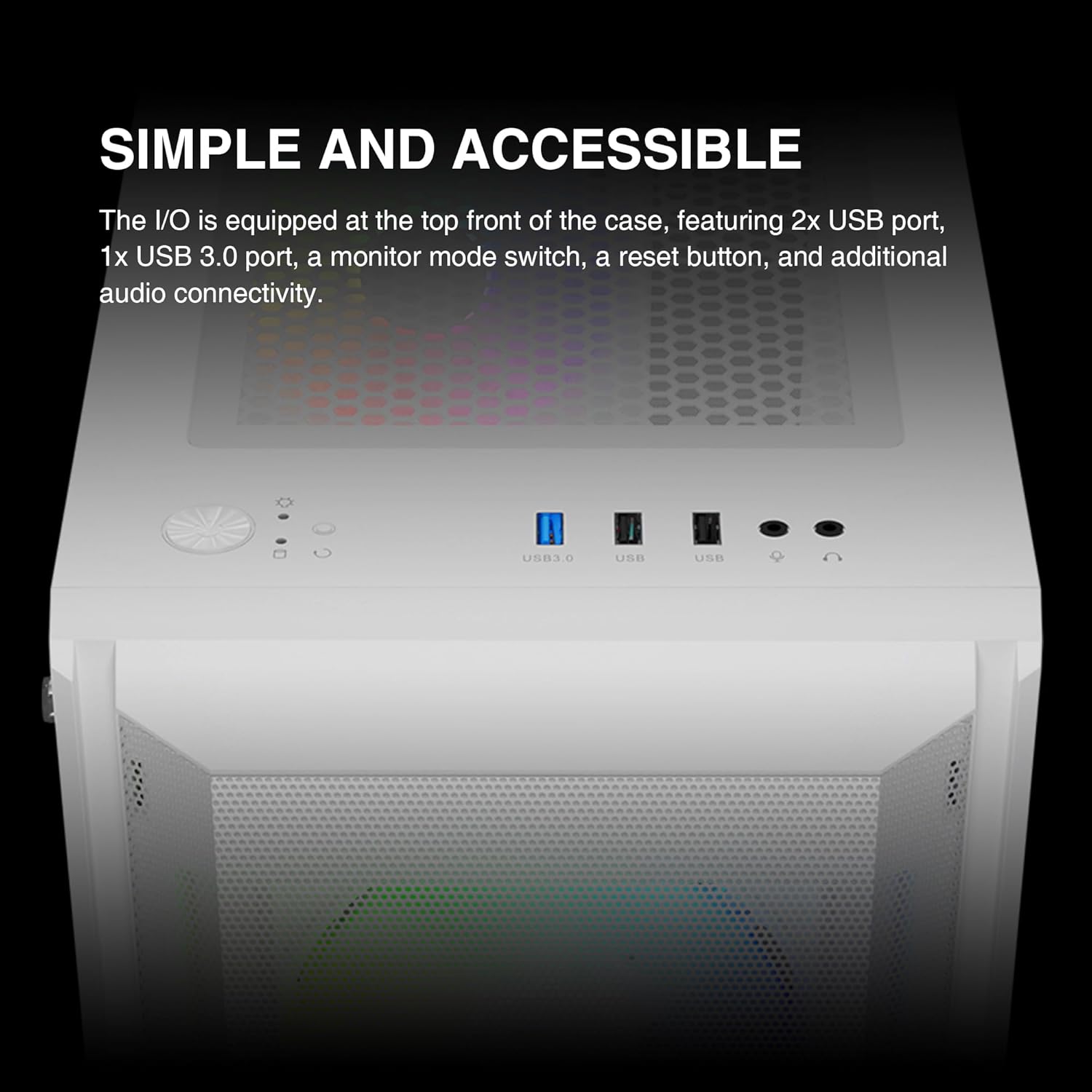 AURA-GC6-W AURA GC6 ARGB FINE MESH WHITE MID-TOWER CASE GAMDIAS AURA GC6 ARGB FINE MESH WHITE MID-TOWER CASE - Gaming Computer PC Case w/Tempered Glass, 3 Built-in 120mm Fixed RGB Fans, Support Up to 6X 120mm Fans, 360mm AIO/Radiator, 300mm GPU/VGA, 150mm CPU Cooler | WHITE AURA-GC6-W