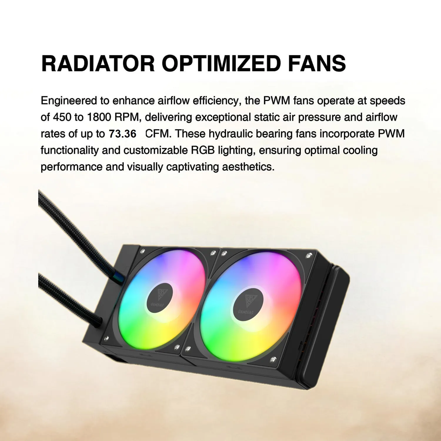 CHIONE-E4-240-B CHIONE E4 240 AIO ARGB BLACK CPU Liquid Cooler GAMDIAS CHIONE E4 240mm AIO ARGB CPU Liquid Cooler , Real-time Digital Display PWM Pump, Hidden Cable Design, 2X 120MM ARGB PWM Fan w/MB Sync, Intel LGA 1700/1200, AMD AM5/AM4 | BLACK CHIONE-E4-240-B