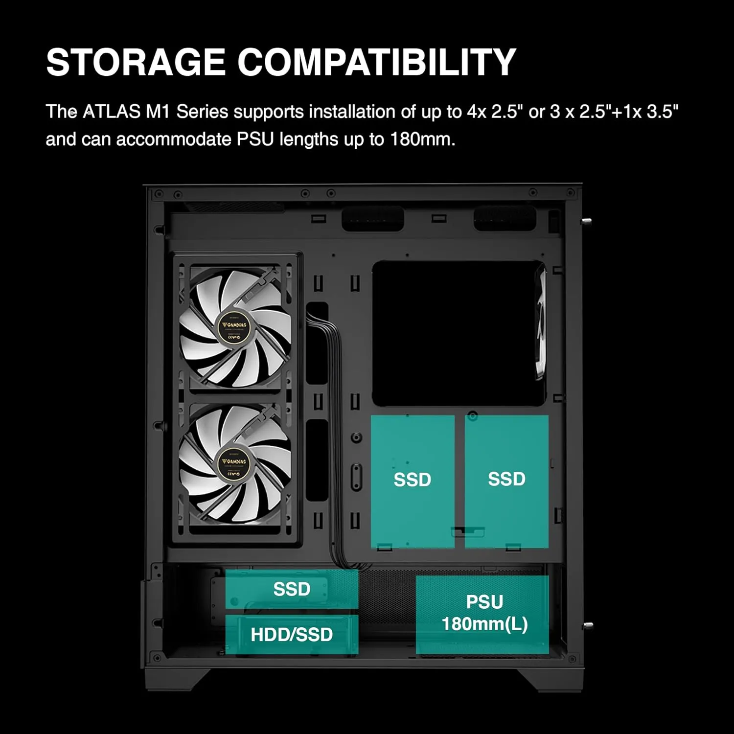 GAMDIAS Mid Tower Gaming Computer Case wDisplay& App, ATX Tempered Glass PC Case, Built-in 3X 120mm ARGB (4) ATLAS-M1-DIGITAL-B ATLAS M1 Mid Tower ARBG Case w Digital Display GAMDIAS ATLAS M1 Mid Tower Gaming Computer Case w/Display& App, ATX Tempered Glass PC Case, Built-in 3X 120mm ARGB PWM Fans, Up to RTX 4000 GPU/VGA 410mm& 360mm AIO/Radiator& 6x120mm Fans& 160mm CPU Cooler | BLACK ATLAS-M1-DIGITAL-B