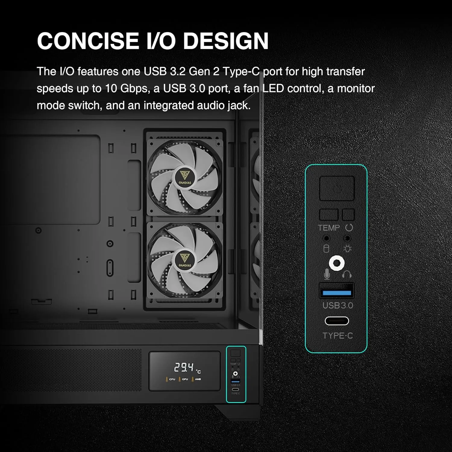 GAMDIAS Mid Tower Gaming Computer Case wDisplay& App, ATX Tempered Glass PC Case, Built-in 3X 120mm ARGB (6) ATLAS-M1-DIGITAL-B ATLAS M1 Mid Tower ARBG Case w Digital Display GAMDIAS ATLAS M1 Mid Tower Gaming Computer Case w/Display& App, ATX Tempered Glass PC Case, Built-in 3X 120mm ARGB PWM Fans, Up to RTX 4000 GPU/VGA 410mm& 360mm AIO/Radiator& 6x120mm Fans& 160mm CPU Cooler | BLACK ATLAS-M1-DIGITAL-B