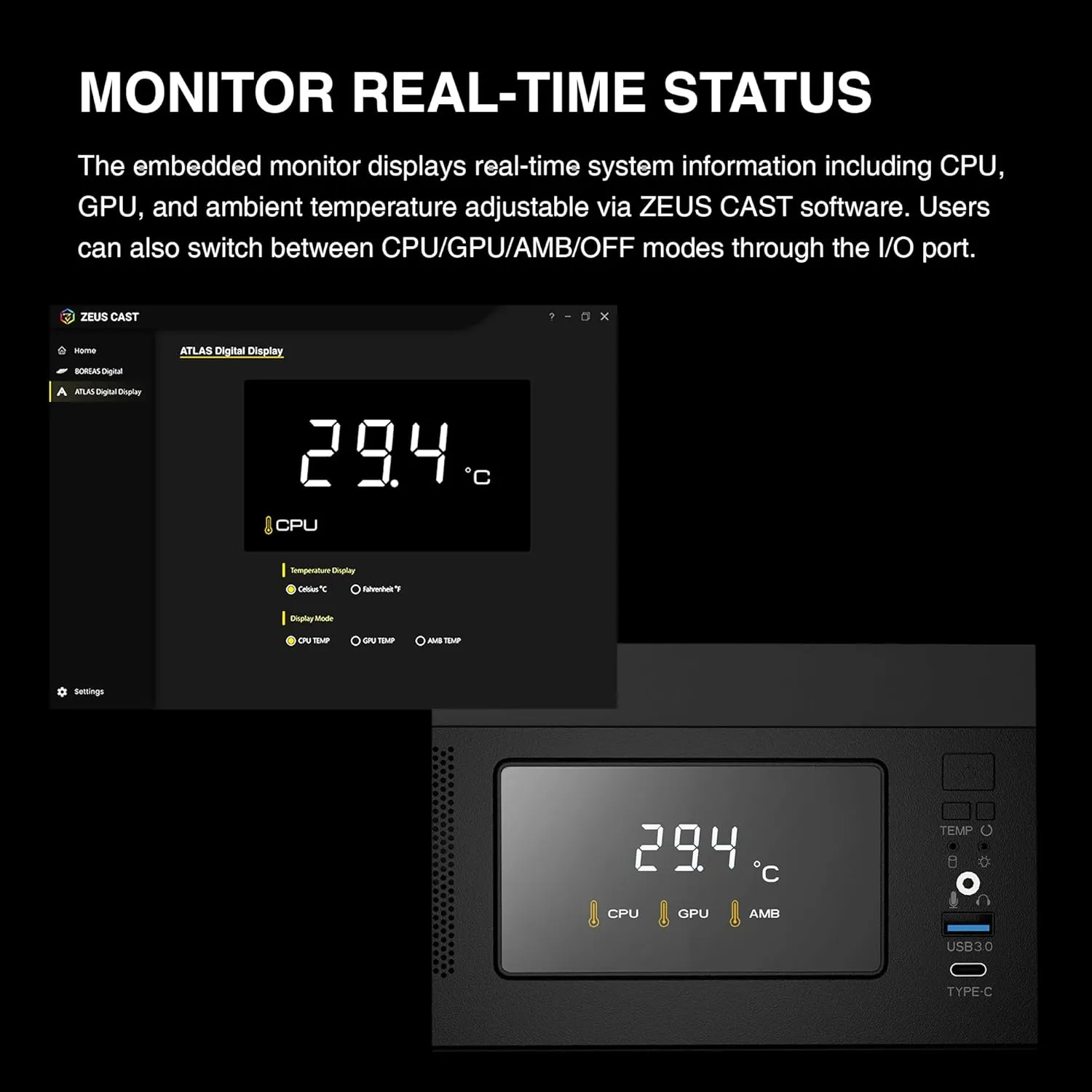 GAMDIAS Mid Tower Gaming Computer Case wDisplay& App, ATX Tempered Glass PC Case, Built-in 3X 120mm ARGB (7) ATLAS-M1-DIGITAL-B ATLAS M1 Mid Tower ARBG Case w Digital Display GAMDIAS ATLAS M1 Mid Tower Gaming Computer Case w/Display& App, ATX Tempered Glass PC Case, Built-in 3X 120mm ARGB PWM Fans, Up to RTX 4000 GPU/VGA 410mm& 360mm AIO/Radiator& 6x120mm Fans& 160mm CPU Cooler | BLACK ATLAS-M1-DIGITAL-B