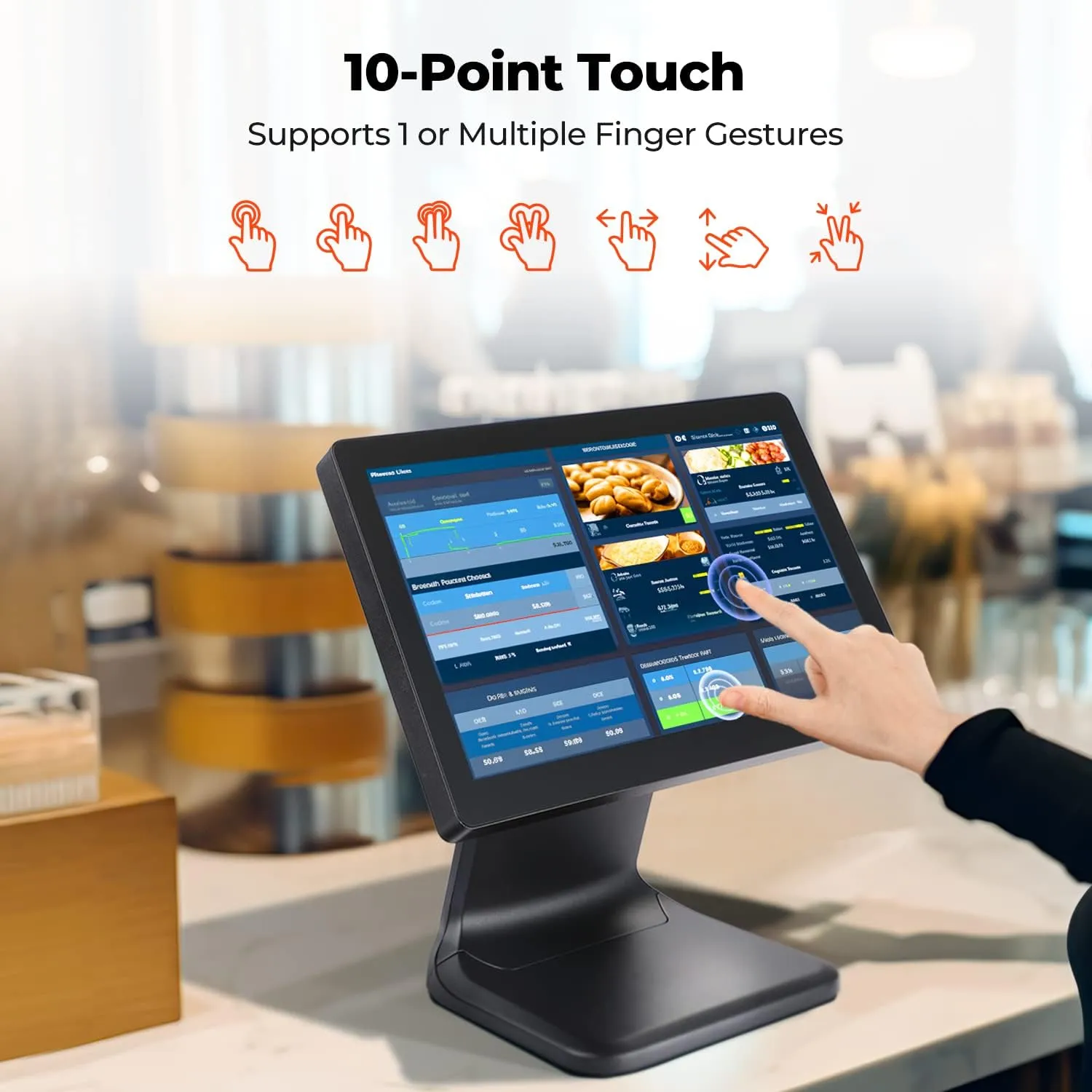 GSAN T3 Retail ALL in One POS Terminal Machine Cash Register (9) GS-T3-8GB-256GB ALL in One POS Terminal Machine Cash Register GSAN T3 Retail ALL in One POS Terminal Machine for Business, Point of Sale Cash Register with Intel Core I5 - 4th Gen , 8GB Memory, and 285GB SSD , 15.6″ Dual Touch Screen + LED8N 11 Digit Customer Display - Wifi Connectivity  - 4 USB , VGA , Serial Com , RJ45 Ports – BLACK
