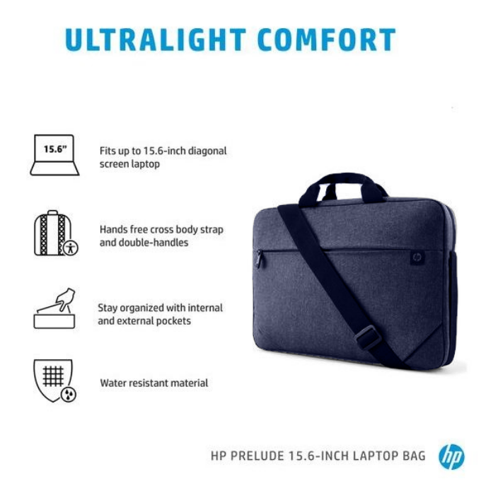 HP Prelude Topload Laptop Bag 15 inch Dark Grey Waterproof (2) 3P-BAG-HP-1E7D6AA HP Prelude Topload Laptop Bag 16 inch DarkGrey HP Prelude Topload Laptop Bag Up to 15.6" - Heavily Padded for Impact Protection - Water resistant - Internal Pockets & Compartments- 1 Quick Access External Pocket - 300D Cross-dyed woven, 180G Air mesh | Dark Grey