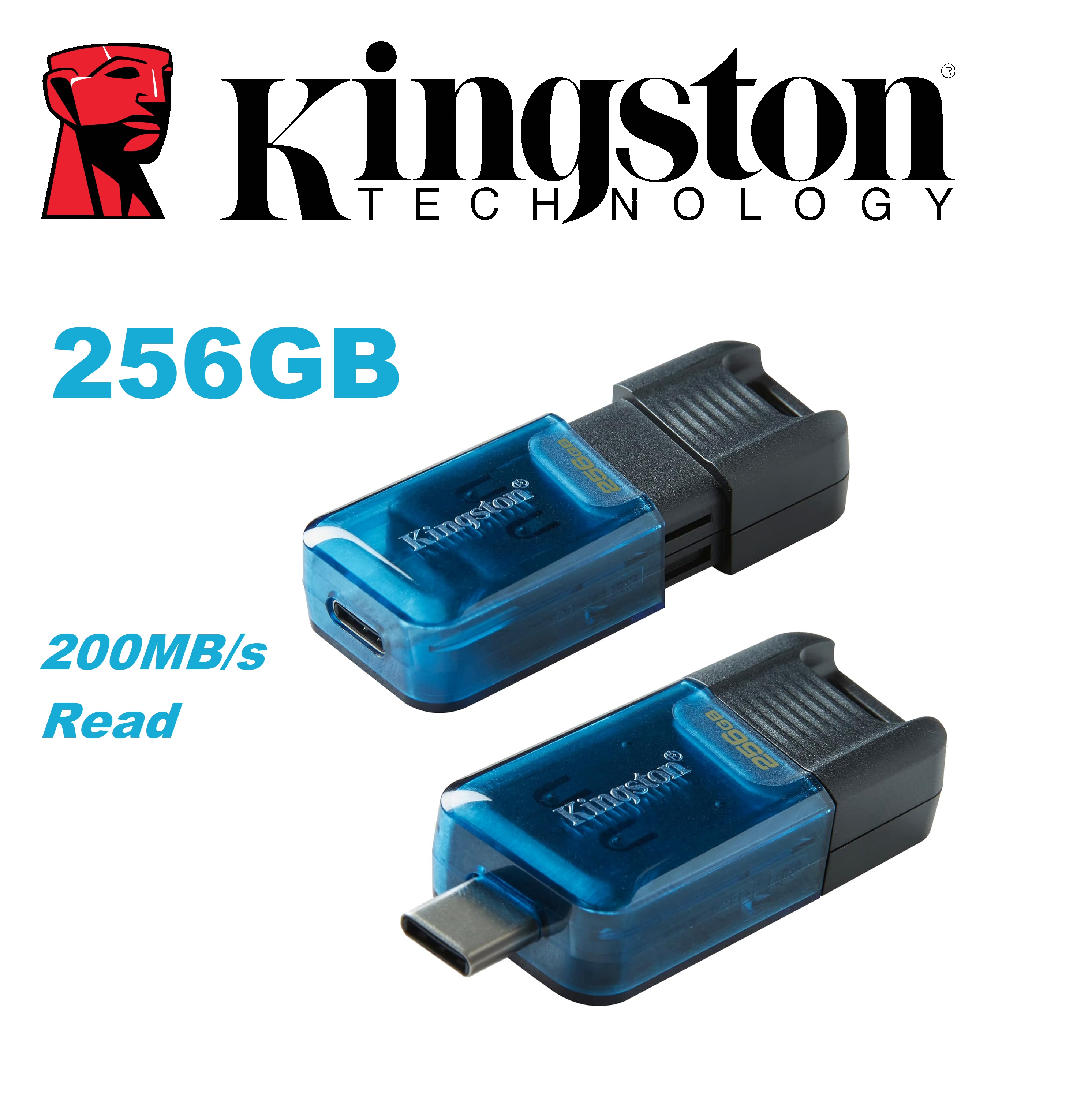 Kingston DataTraveler 80 M USB-C Flash Drive 256GB 200MBs (1) DT80M/256GB DataTraveler 80 M USB-C Flash Drive 256GB Kingston DataTraveler 80 M USB-C Flash Drive 256GB | Designed for use with USB Type-C devices | Up to 200MB/s Read | Protective Moving Cap & Key Ring Loop | for Windows® , macOS , Linux , Chrome OS™
