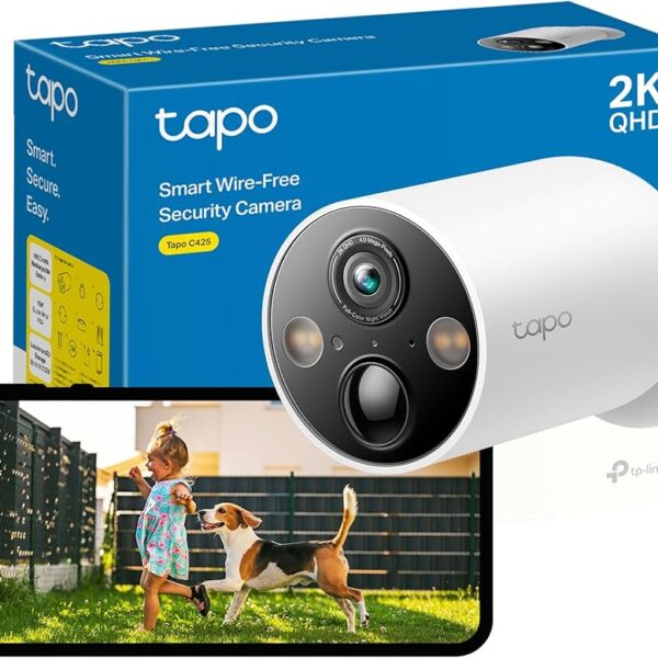TAPO-C425 Wire-Free Tapo C425 Outdoor Security Camera TP-Link 𝗧𝗮𝗽𝗼 C425 Wire-Free Outdoor Security Camera, 2K, Battery, Magnetic Mount Wireless Camera, 150° FOV, SD/Cloud Storage, Ai Person/Vehicle Detection , Full Color Night Vision , Two Way Audio 