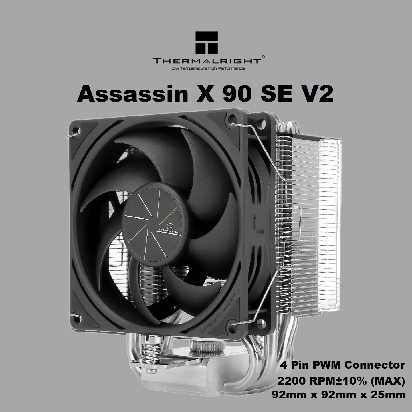 Thermalright Assassin X 90 SE V2 CPU Air Cooler 92mm PWM Fan (1) TL-P9 Assassin X 90 SE V2 CPU Air Cooler 92mm PWM Thermalright Assassin X 90 SE V2 CPU Air Cooler, 2200RPM Speed , 4 Heat Pipes, 92mm PWM Quiet Fan CPU Cooler, 118mm High , for AMD AM4 AM5/Intel 1700/1150/1151/1200 | BLACK TL-P9
