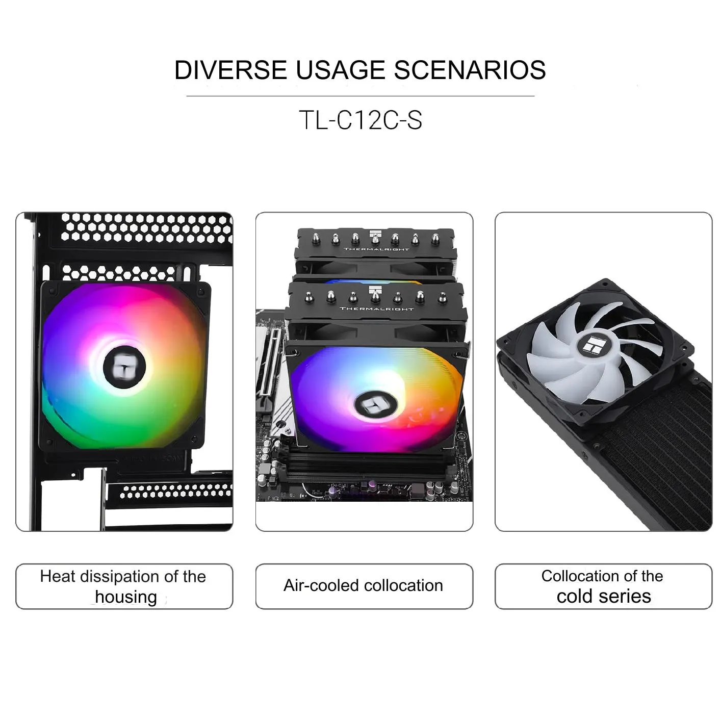 TL-C12RB-S-V2 BLACK ARGB CPU Fan 120mm 4pin PWM Thermalright TL-C12RB-S-V2 CPU Fan 120mm BLACK ARGB Case Cooler Fan, 4pin PWM Silent Computer Fan with S-FDB Bearing Included, Up to 1500RPM Cooling Fan | BLACK ; 1PCS