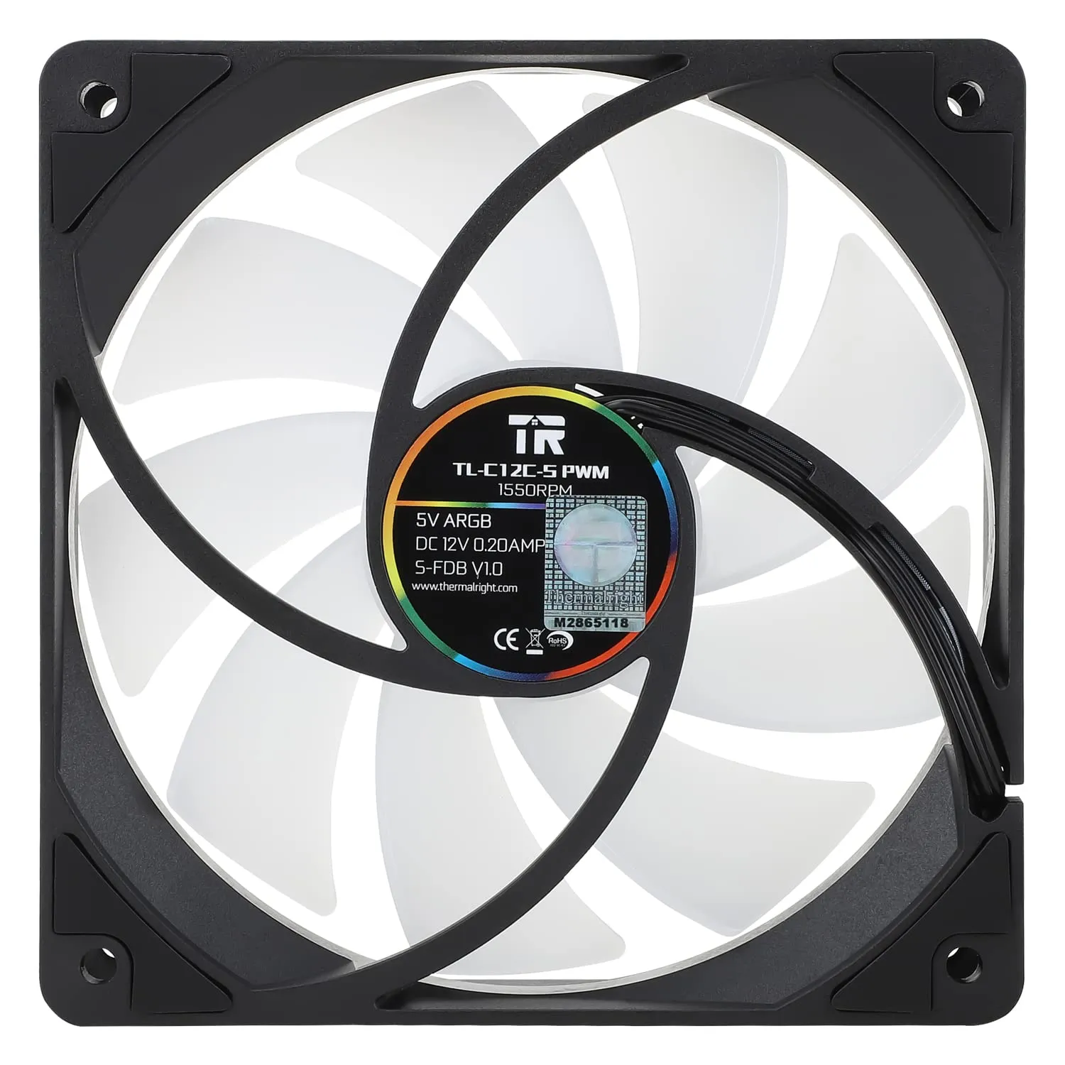 TL-C12RB-S-V2 BLACK ARGB CPU Fan 120mm 4pin PWM Thermalright TL-C12RB-S-V2 CPU Fan 120mm BLACK ARGB Case Cooler Fan, 4pin PWM Silent Computer Fan with S-FDB Bearing Included, Up to 1500RPM Cooling Fan | BLACK ; 1PCS
