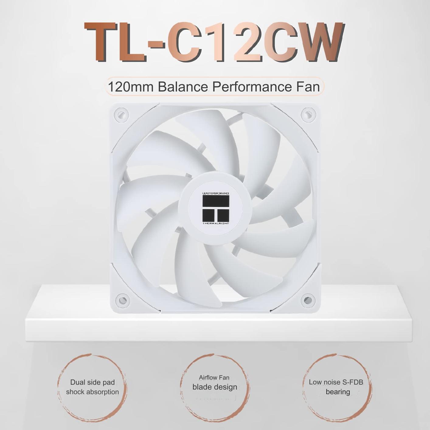 Thermalright WHITE PC FAN 1x 120mm 4-Pin PWM S-FDB Bearing (1) TL-C12CW-PWM Thermalright WHITE PC FAN 1x 120mm 4-Pin PWM Thermalright TL-C12CW 120mm 4-Pin PWM Silent CPU Fan with S-FDB Bearing Included, Up to 1550RPM | WHITE ; One PCS