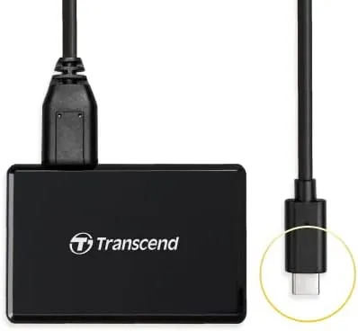TS-RDC8K2 Micro USB to USB Type C Multi Card Reader Transcend TS-RDC8K2 USB 3.1 Micro USB to USB Type C Multi Card Reader (SD, SDHC, SDXC, UHS-I/microSDHC, microSDXC UHS-I/CF UDMA7) Black