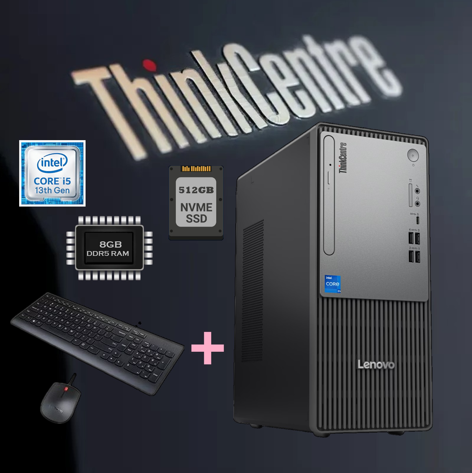 1729696540041 sdfhsedhf - Copy 12UD007HAX ThinkCentre i5-13400 8GB DDR5 RAM 512GB SSD ThinkCentre neo 50t Gen 5 Intel® Core™ i5-13400 | Intel® UHD Graphics 730 | 8GB DDR5 RAM ; 512GB SSD NVMe® | 3-in-1 Card Reader | DVD±RW | HD Speakers | USB Calliope Keyboard Eng. Ara + Mouse | Ethernet , Wi-Fi 6 , Bluetooth 5.2 | Black