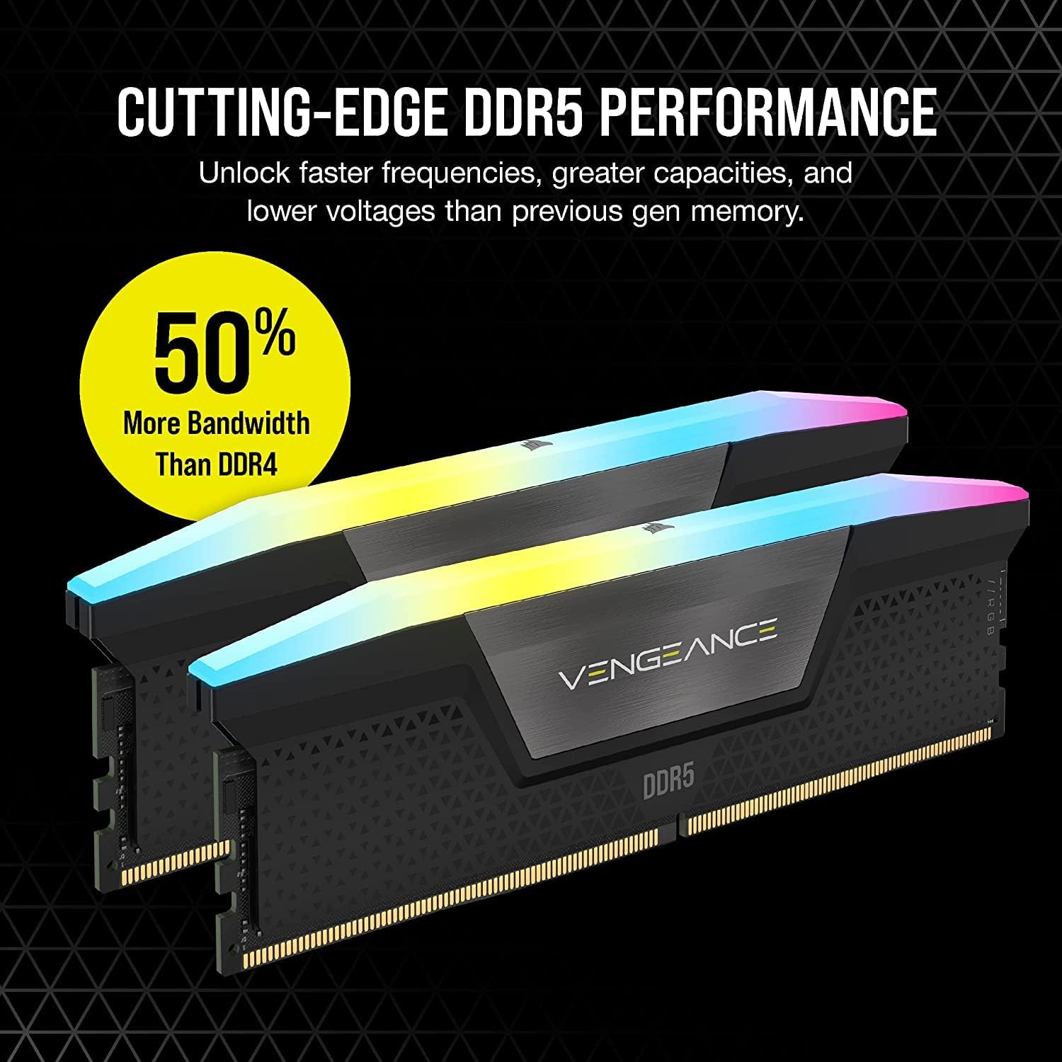 VENGEANCE RGB DDR5 RAM Kit 32GB 6400MHz CL36 VENGEANCE RGB DDR5 RAM Kit 64GB 5200MHz CL40 VENGEANCE RGB DDR5 RAM Kit 32GB 5600MHz CL36 VENGEANCE RGB DDR5 RAM Kit 32GB 5600MHz CL40 CMH32GX5M2B5600C40K VENGEANCE RGB DDR5 RAM Kit 32GB 5600MHz CL40 CORSAIR VENGEANCE RGB DDR5 RAM 32GB (2x16GB) 5600MHz CL40 (PC5 44800) 1.25V Intel XMP iCUE Compatible Computer Memory  | Black CMH32GX5M2B5600C40K