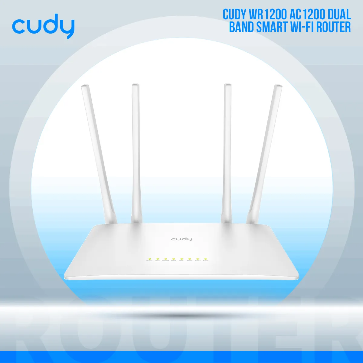 WR1200-EU WR1200 AC1200 4-Stream Dual-Band WiFi Router CUDY WR1200 AC1200 4-Stream Dual-Band WiFi Router Extender Wireless Access Point ;  867 Mbps + 300 Mbps Wi-Fi ;  5 Fast Ethernet Ports ; 4 High-Gain Antennas ; 40 Connected Devices ; Covers 100m² ;  Router/AP/RE/WISP/Client Modes ;  Cudy App