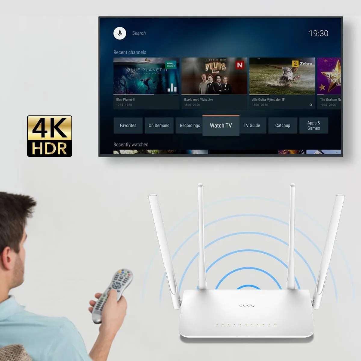 WR1300-EU CUDY WR1300 AC1200 Gigabit Mesh Wi-Fi Router CUDY WR1300 3.0 AC1200 Gigabit Mesh Wi-Fi Router ;  4-Stream Dual-Band Wi-Fi ;  867 Mbps + 300 Mbps Wi-Fi ;  5× Gigabit Ethernet Ports ;  4× High-Gain Antennas ;  50 Connected Devices ;  Covers 100m² ; Cudy Mesh, VPN Server and Client ; Cudy App, Cloud Control