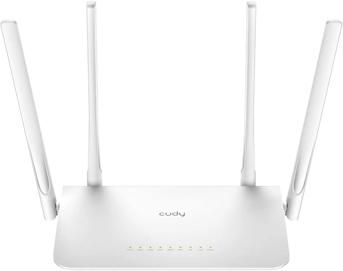 WR1300-EU CUDY WR1300 AC1200 Gigabit Mesh Wi-Fi Router CUDY WR1300 3.0 AC1200 Gigabit Mesh Wi-Fi Router ;  4-Stream Dual-Band Wi-Fi ;  867 Mbps + 300 Mbps Wi-Fi ;  5× Gigabit Ethernet Ports ;  4× High-Gain Antennas ;  50 Connected Devices ;  Covers 100m² ; Cudy Mesh, VPN Server and Client ; Cudy App, Cloud Control