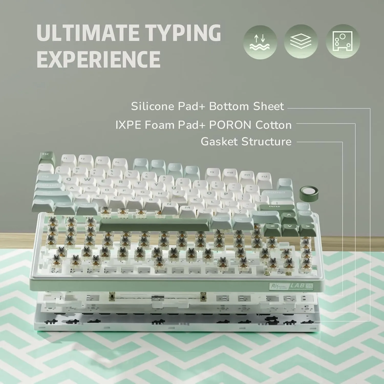 R75 TKL Mechanical Keyboard Silver Switch (11) RKR75-SKYCYAN-SLIVER R75 TKL Mechanical Keyboard Silver Switch RK ROYAL KLUDGE R75 Mechanical Keyboard Wired with Volumn Knob 75% TKL Custom Gaming Keyboard Gasket Mount RGB Backlit with Software MDA Profile Hot Swappable  Silver Switch Pro PBT Keycaps | SKY CYAN