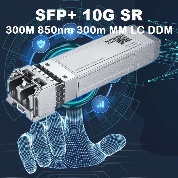 AXON-SFP-10G-SR Optic Multimode Transceiver SFP 10G BASE SR Fiber Optic Multimode Module  Transceiver SFP+ 10G BASE SR 300M 850nm 300m MM LC DDM ; for Data Transmission Over Two Multimode Fibers (MMF)  10 Gbps Speed Over Distances of up to 300 m | 1 PCS AXON