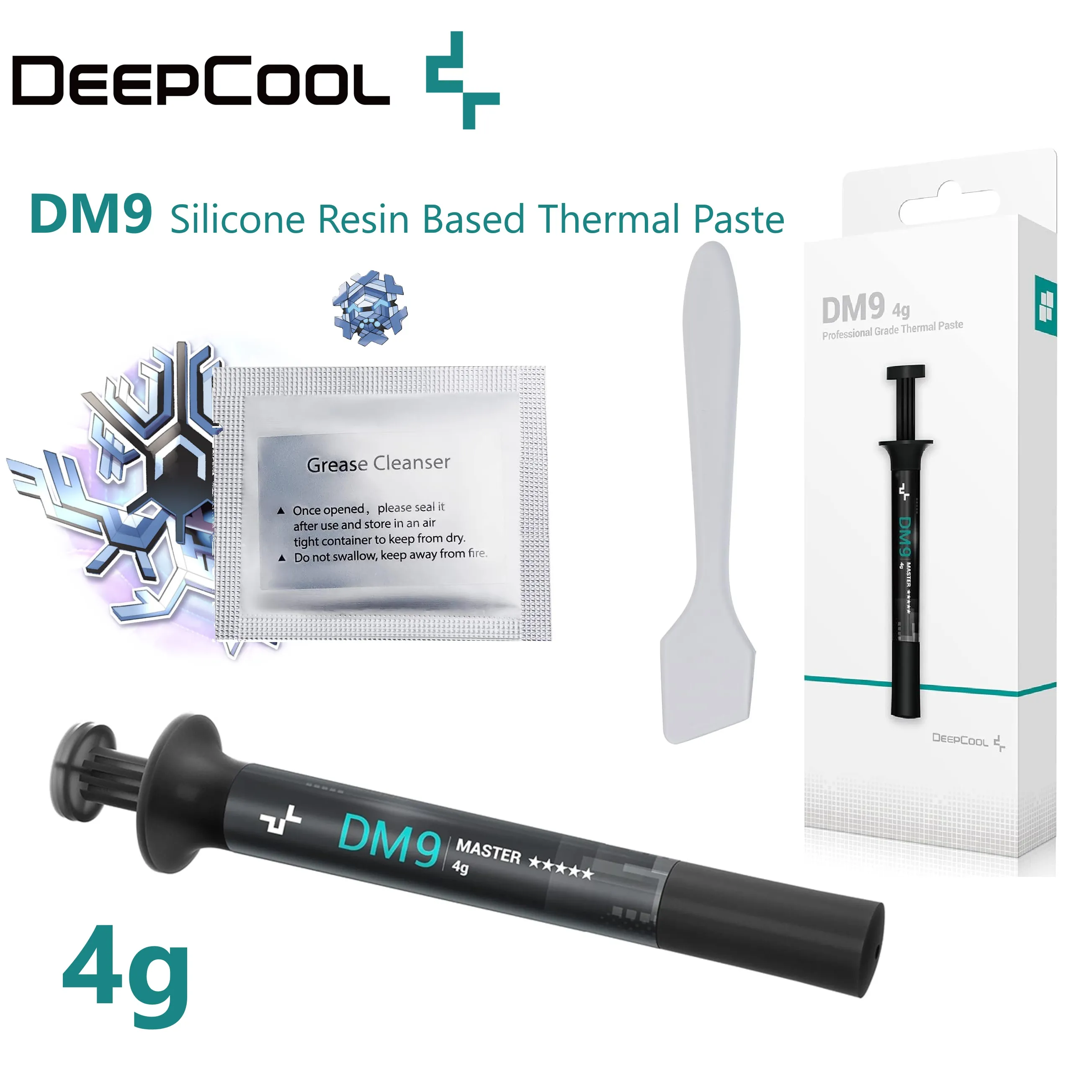 R-DM9-GY040C-G DM9 Silicone Resin Based Thermal Paste 4g Deepcool DM9 Silicone Resin Based Thermal Paste 4 grams ; Ultra-stable within -50°C to +250°C ; Professional-Grade Low Thermal Resistance & High Thermal Conductivity ; 4g Grease Weight | GREY 