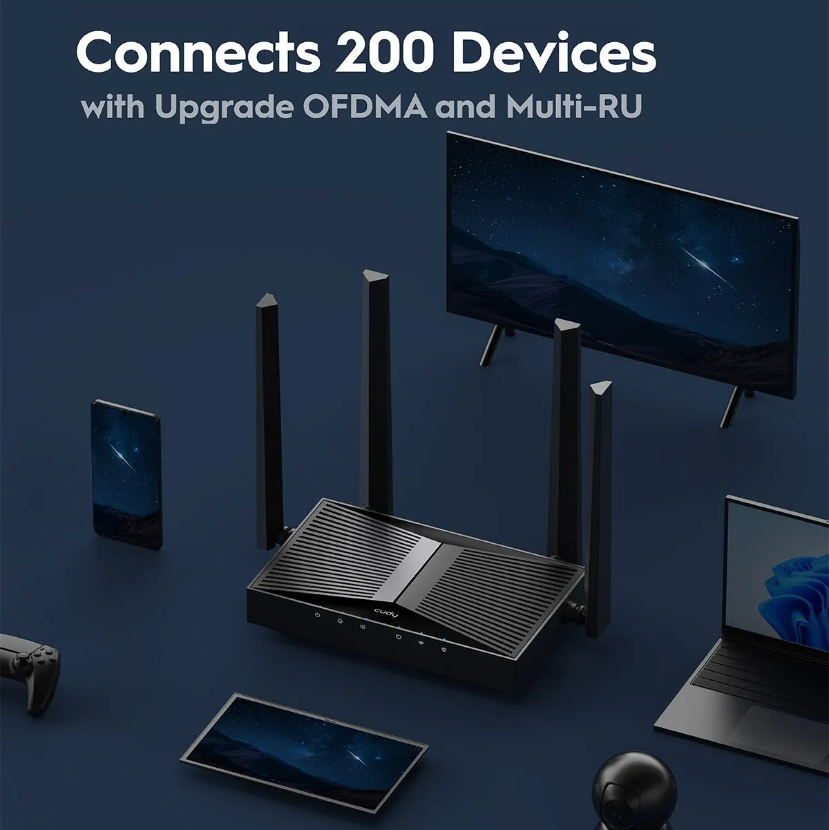 WR3600-EU CUDY WR3600 Wi-Fi 7 Dual-Band Router CUDY WR3600 Wi-Fi 7 Router – Dual-Band, 3.6 Gbps Speed, 5 Gigabit Ports, VPN Support, Parental Controls, Easy Setup, Wide Coverage, 200 Device Connectivity, Powerful Quad-Core CPU, and Cudy App Management.