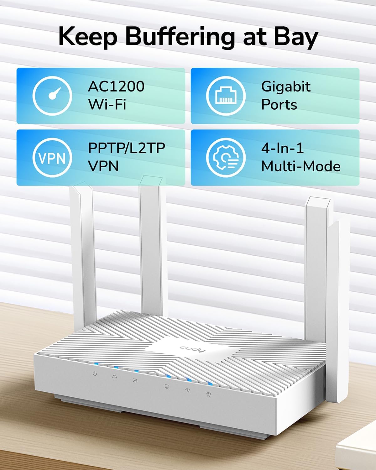 Cudy AC1200 Gigabit Wi-Fi Router 4 5dBI Antennas 4 Port RJ45 (10) WR1300E-EU Cudy AC1200 Gigabit Wi-Fi Router Cudy AC1200 Gigabit Wi-Fi Router, 4 Gigabit RJ45 Ports , 4 5dBI Antennas, MU-MIMO, Beamforming, Access Point, WiFi Extender, WISP, DDNS, IPv6 | WHITE WR1300E