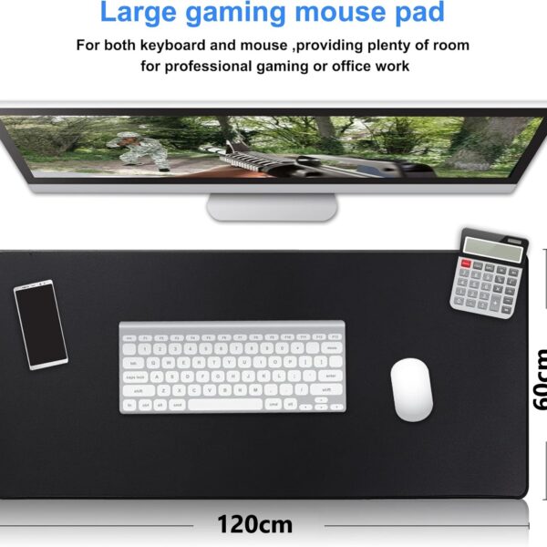 PAD-BLACK-60-120 Extended Gaming Mouse Pad 120x60cm Gaming Mouse Pad, Extended Mouse Pad Size 120x60cm Thickness 3mm Premium-Textured Non-Slip & Waterproof Computer Mousepad with Stitched Edges for Gaming, Office & Home | Black