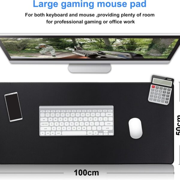 PAD-BLACK-40-90 Extended Gaming Mouse Pad 100x50cm Gaming Mouse Pad, Extended Mouse Pad Size 100x50cm Thickness 3mm Premium-Textured Non-Slip & Waterproof Computer Mousepad with Stitched Edges for Gaming, Office & Home | Black