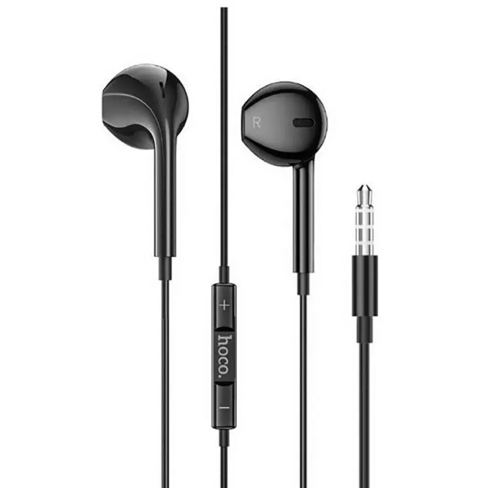HOCO-M101-AUX HOCO M101 EARPHONE AUX 1 JACK BLACK Hoco M101 - Crystal Joy Wire-Controlled Digital Earphones With Microphone, Plug: Type-AUX, Cable Length: 1.2m,  - Black