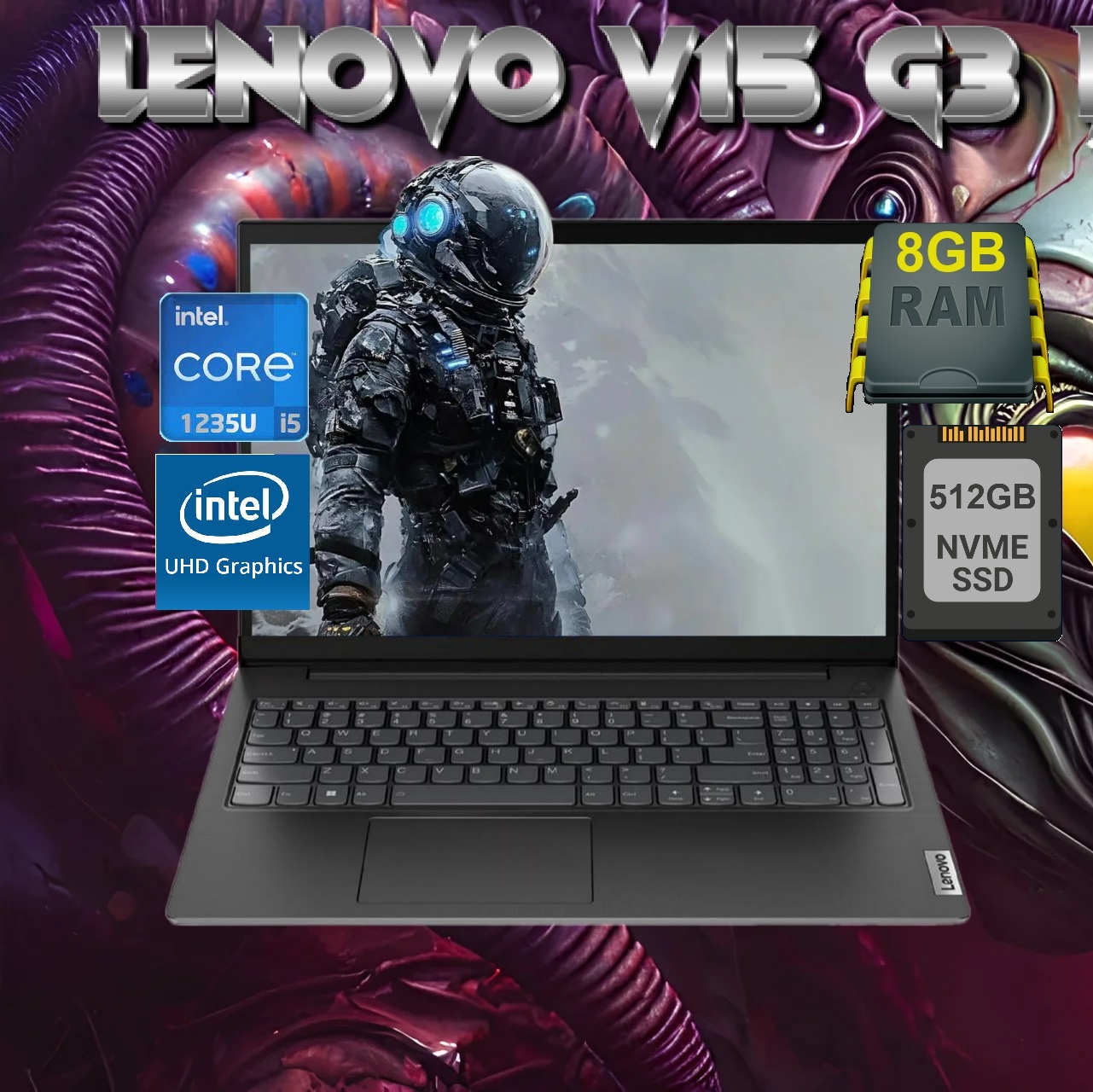 Lenovo-V15-G3-IAP-Core-i5-1235U-8GB-RAM-512-SSD-15.6-TN-2 82TT000SUE 15 G3 IAP Core i5-1235U 8GB RAM 512 SSD Lenovo V15 G3 IAP Intel® Core™ i5-1235U | 8GB DDR4 RAM ; 512GB SSD NVMe® | Intel® UHD Graphics | 15.6 inch Twisted Nematic FHD Display | DOS | Business Black