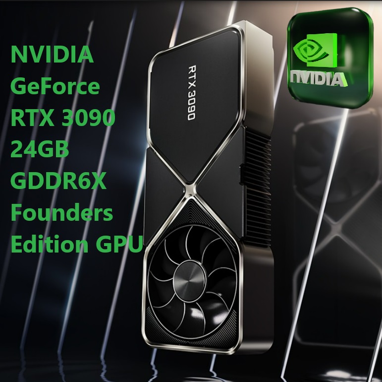 NVIDIA GeForce RTX 3090 24GB GDDR6X Founders Edition GPU (1) Nvidia GeForce RTX 3090 24GB GDDR6X Founders 900-1G136-2510-000-U Nvidia GeForce RTX 3090 24GB GDDR6X Founders Nvidia GeForce RTX 3090 24GB GDDR6X Founders Edition Graphics Card ; 10,496 NVIDIA CUDA Cores ; 1.70 GHz Boost Clock ; Ampere Architecture , NVIDIA DLSS , Ray Tracing , 8K HDR Gaming ;HDMI(2), 3x DisplayPort(3) | USED ITEM
