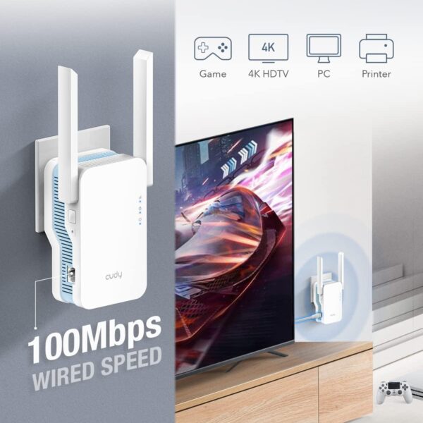 RE1200-EU RE1200 Cudy AC1200 WiFi Extender Access Point Cudy AC1200 WiFi Extender, 1.2Gbps Home Signal Booster, Dual Band 5GHz/2.4GHz, Covers up to 1500 Sq.ft and 30 Devices, AP Mode, Mesh Supported, RE1200