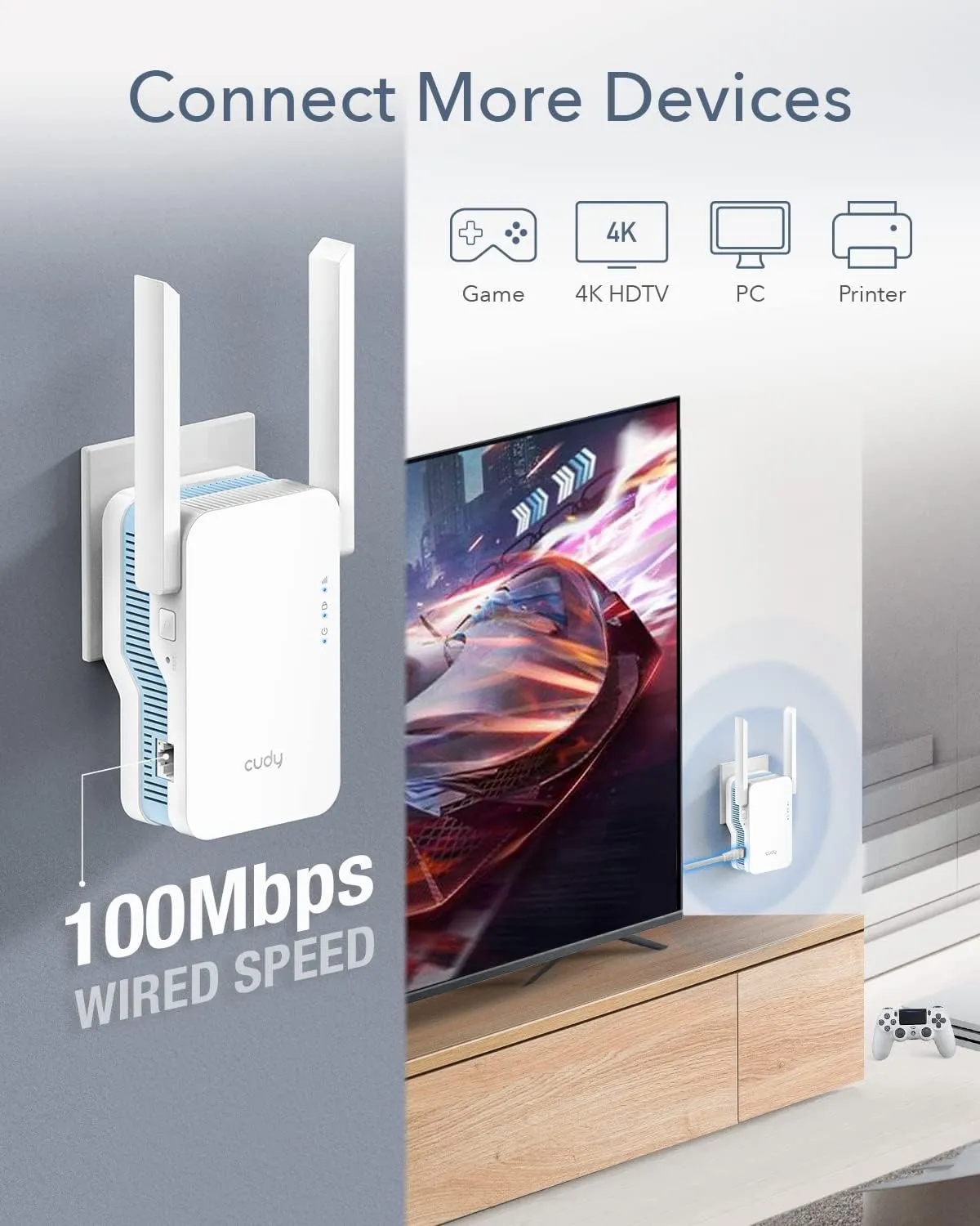 RE1200-EU RE1200 Cudy AC1200 WiFi Extender Access Point Cudy AC1200 WiFi Extender, 1.2Gbps Home Signal Booster, Dual Band 5GHz/2.4GHz, Covers up to 1500 Sq.ft and 30 Devices, AP Mode, Mesh Supported, RE1200