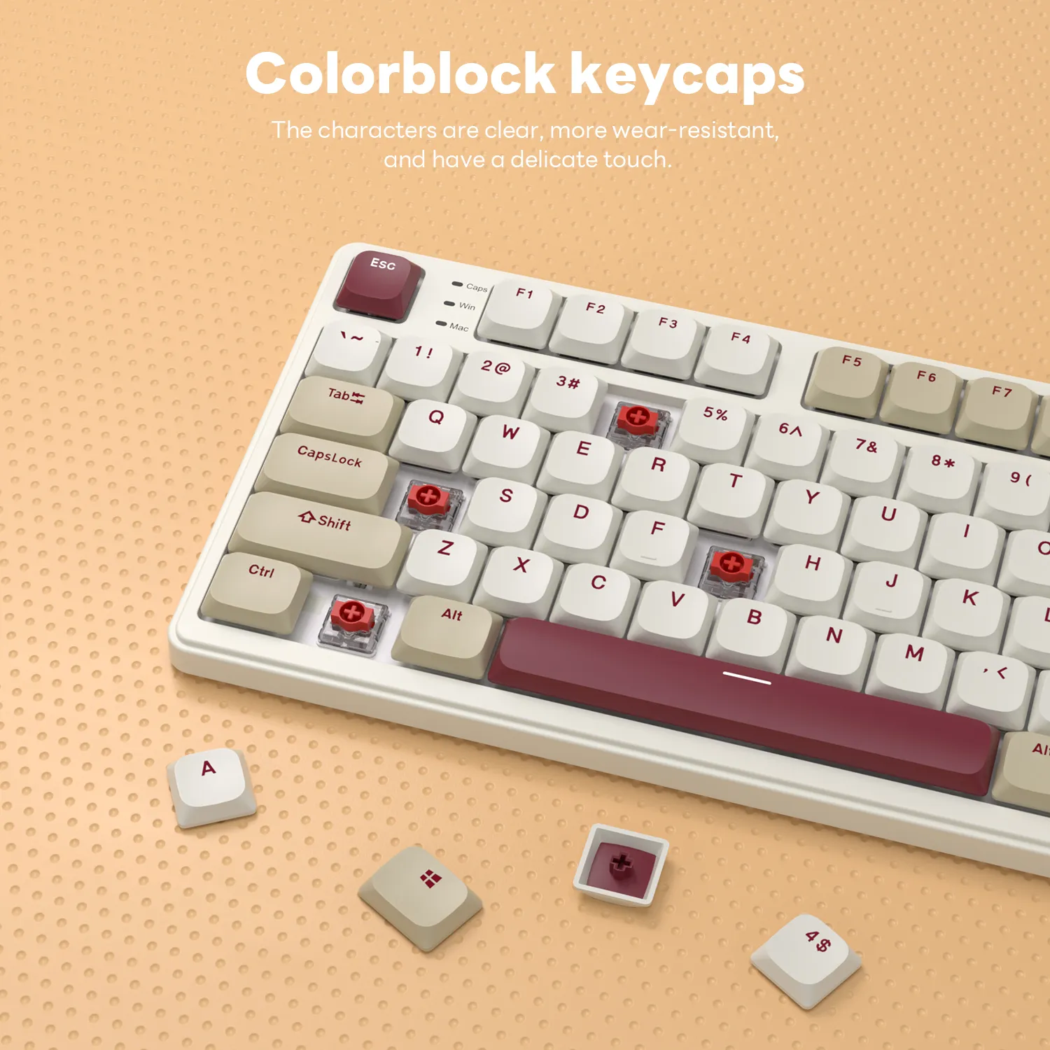 RKN80-PEARLY-RED Red Switch Low Profile Mechanical Keyboard RK ROYAL KLUDGE N80 Low Profile Mechanical Keyboard w/Smart Display Screen & Knob, 75% 80 Keys ; Top Mount 3-Modes BT/2.4G/USB-C Wireless Mechanical Keyboard, Software Support, Massive Battery ; RK Low-profile RED Switches ;WIN-iOS-MAC-ANDROID