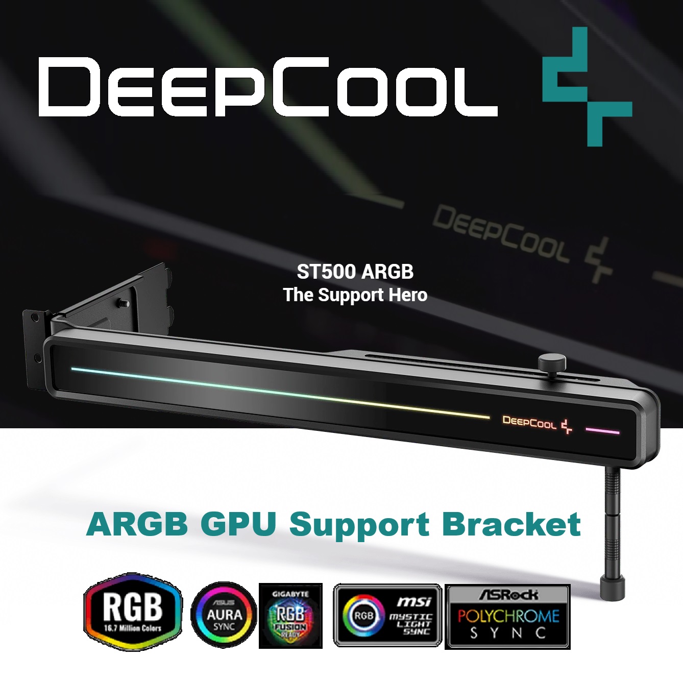 Screenshot 2024-11-04 225022fhdh R-ST500-BKA1AA-G ST500 ARGB GPU Support Bracket Adjustable DeepCool ST500 ARGB GPU Support Bracket ; Adjustable 3-Axis ; Sturdy Dual-Slot Bracket ; A-RGB Easy Synchronization ; 5V 3-pin ARGB Splitter Connector 500mm Cable ; 1.5W Low Rated Power ConsumptionĀ