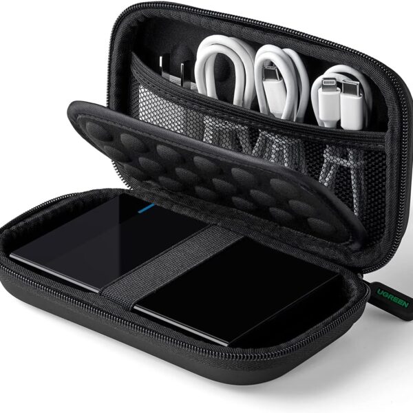 UGREEN-40707 UGREEN External Hard Drive Case Cover UGREEN 40707 - 2.5 Inch External Hard Drive Case Cover Shockproof Storage Bag Electronic Accessories Waterproof Bag Compatible with SSD HDD USB Cables SD Cards USB Stick External Battery