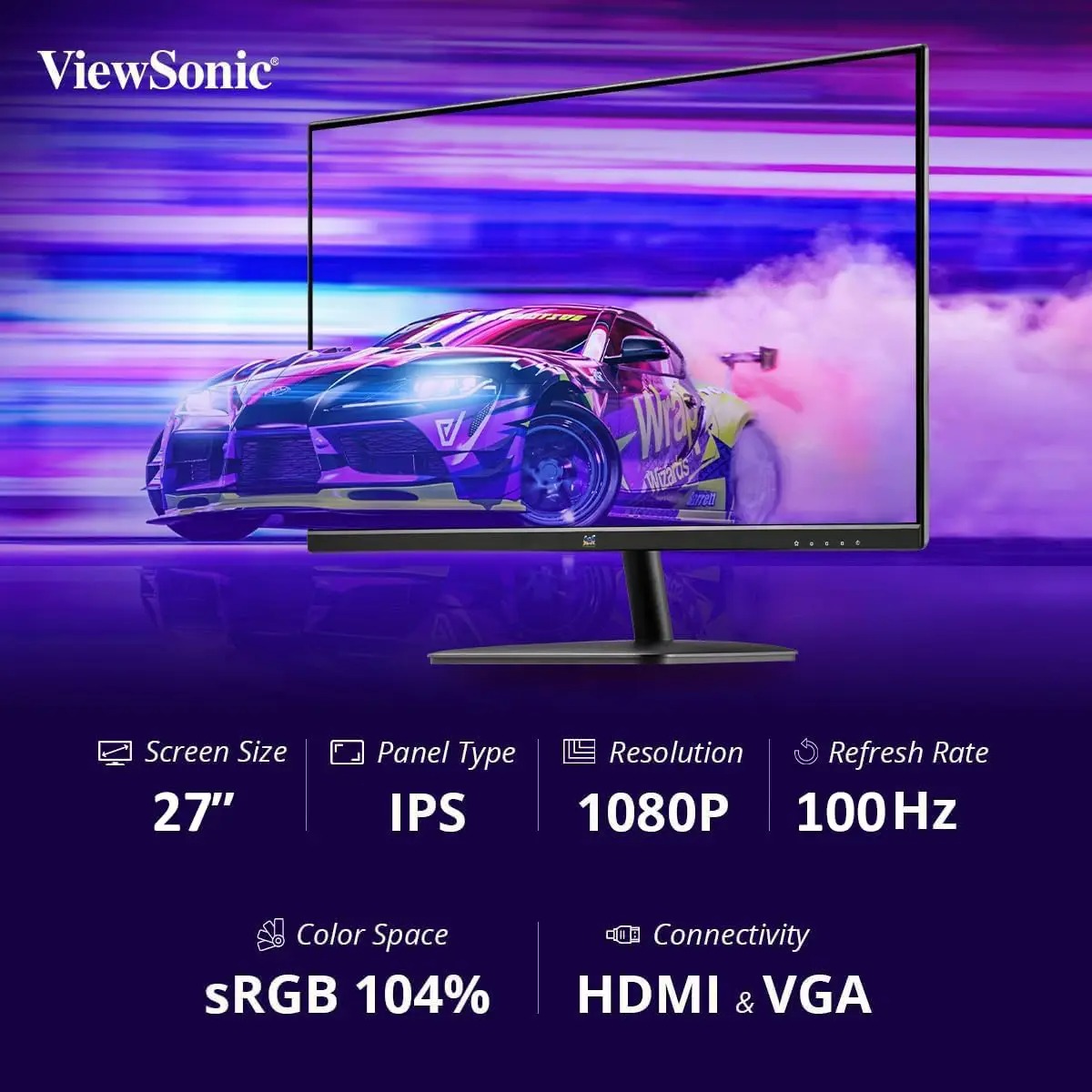 VA2736-H ViewSonic 27 inch IPS FHD Monitor 100Hz 1ms MPRT (1) VA2763-H-5 ViewSonic 27 inch IPS FHD Monitor 100Hz 1ms ViewSonic VA2736-H 27 inch Full HD Monitor - 100Hz, IPS Technology, 1ms Response, Borderless Design, Low Blue Light and Flicker-Free Technology ; Tilt Adjustable ; VGA , HDMI 1.4 , Audio Out Connectivity