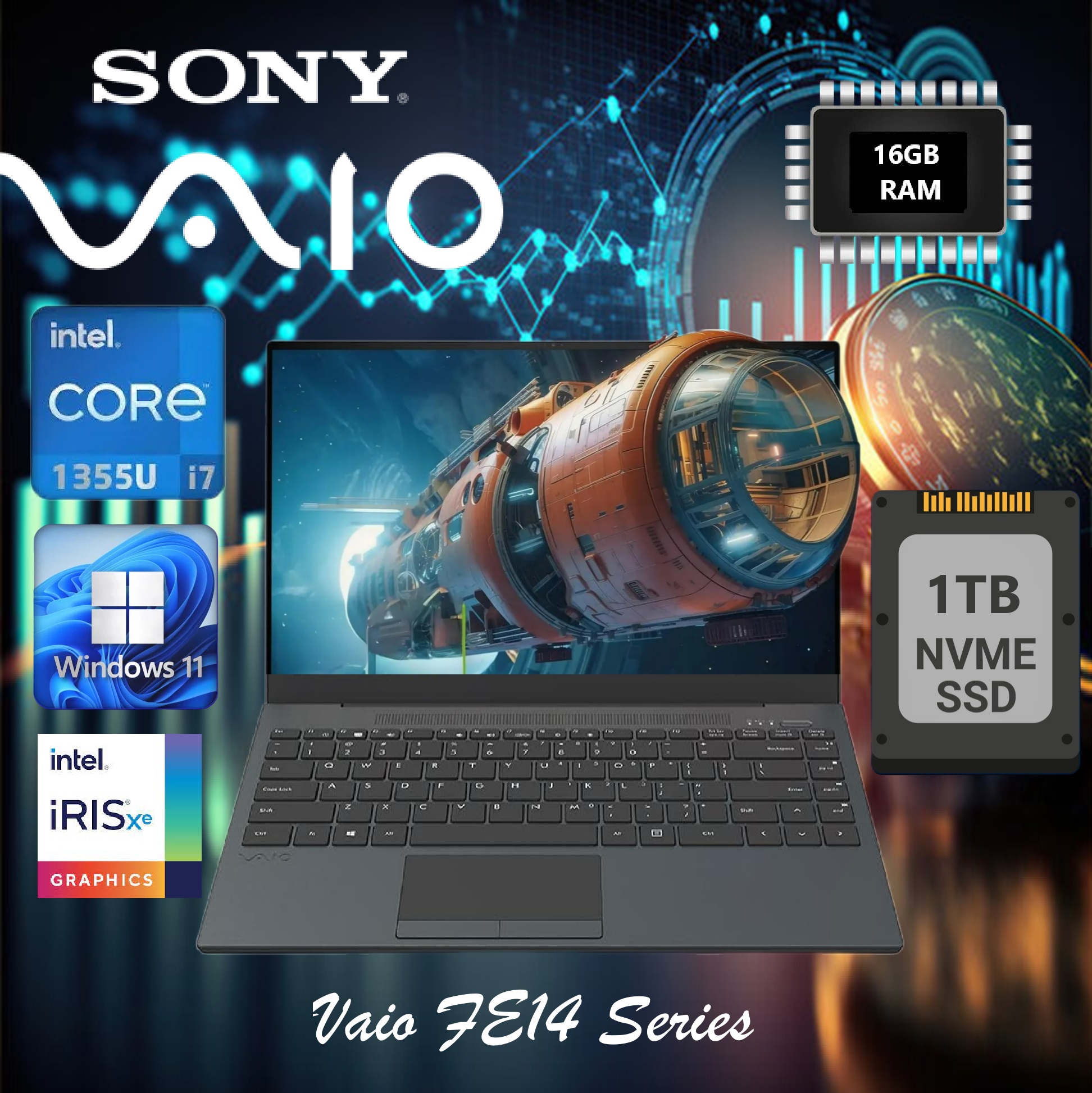 Vaio FE14 i7-1355U 16GB RAM 1TB SSD Windows 11 14 inch IPS (1) NE14V5ME001P VAIO FE14 I7-1355U DDR4 16GB/1TB/14"/FHD/WIN11 Vaio FE14 i7-1355U 16GB RAM 1TB SSD Windows 11 Vaio FE14 Intel® Core™ i7-1355U| 16GB DDR4 RAM , 1TB SSD NVMe | Intel Iris Graphics | 14 inch FHD IPS Display | Windows 11 | English-Arabic Keyboard | Business Black