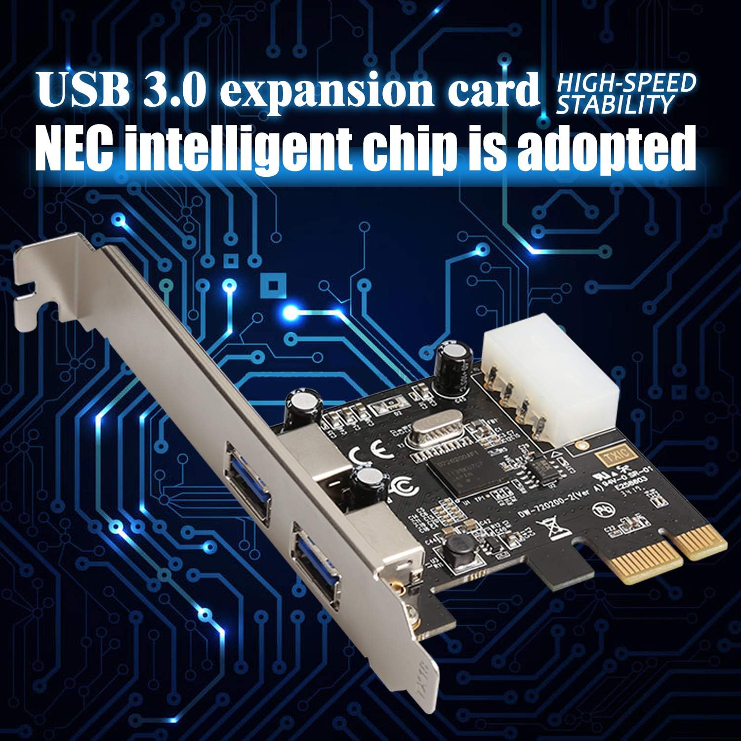 2 Port PCI Express Adapter (8) SPB047 PCI-E Expansion Card with 2 USB Ports 5Gbps 2 Port PCI Express Adapter - USB 3.0 x 2 PCI-E Expansion Card Controller with 4-Pin IDE Connector SuperSpeed 5Gbps with UASP - LP4 Power | BLACK SPB047