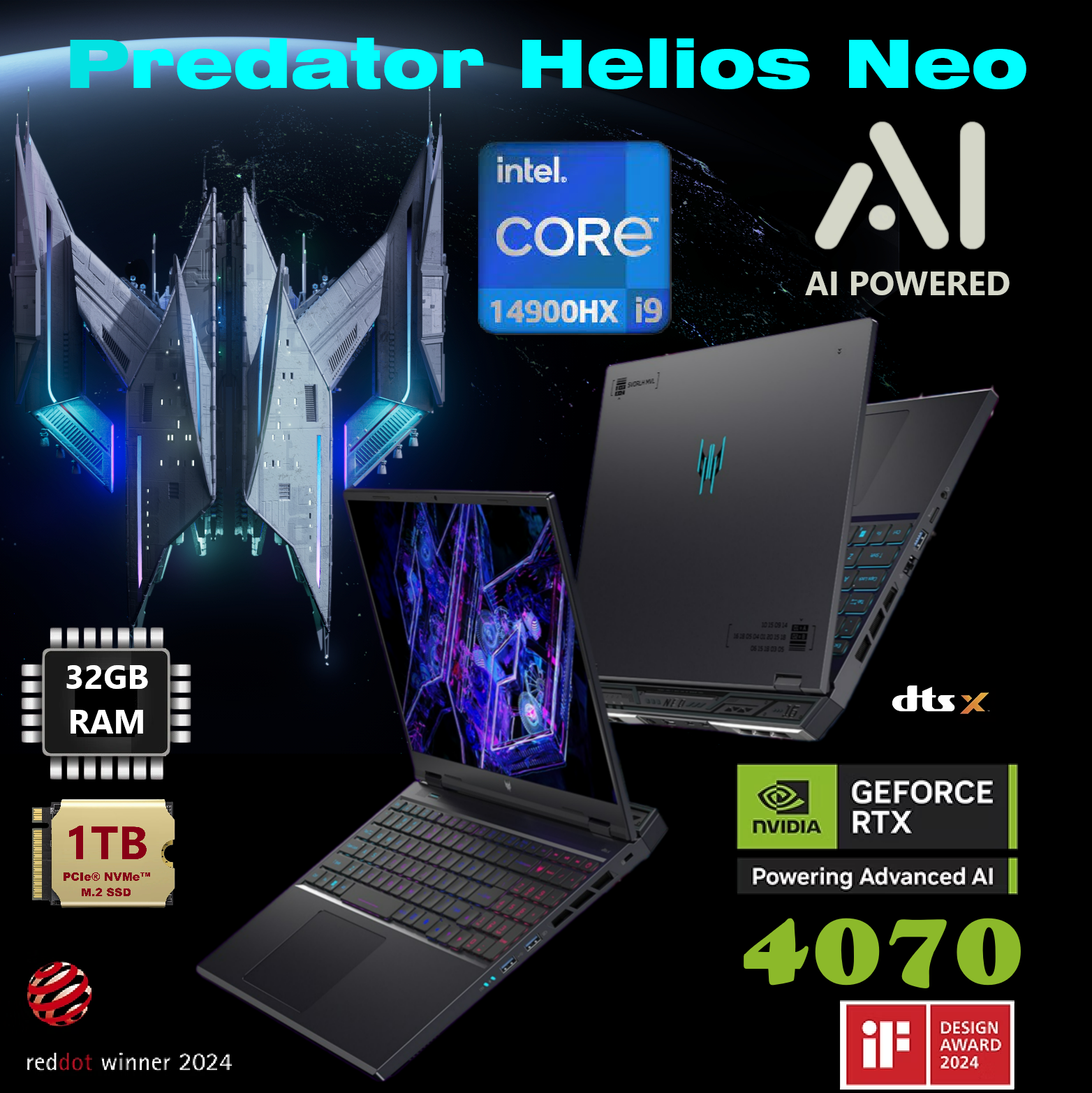 2023_Predator_Wallpaper_Seek the Stars_1920x1080 AI Helios Neo 16 i9-14900HX RTX 4070 32GB RAM PHN16-72-923A Helios Neo 16 i9-14900HX RTX 4070 32GB RAM Acer Predator Helios Neo 16 PHN16-72-923A Intel® Core™ i9-14900HX | 32 GB DDR5 RAM , 1 TB SSD | RTX™ 4070, 8 GB | 16 inch WQXGA IPS Display 240 Hz | Windows 11 Home | Intel® Killer Wi-Fi 6 | Black