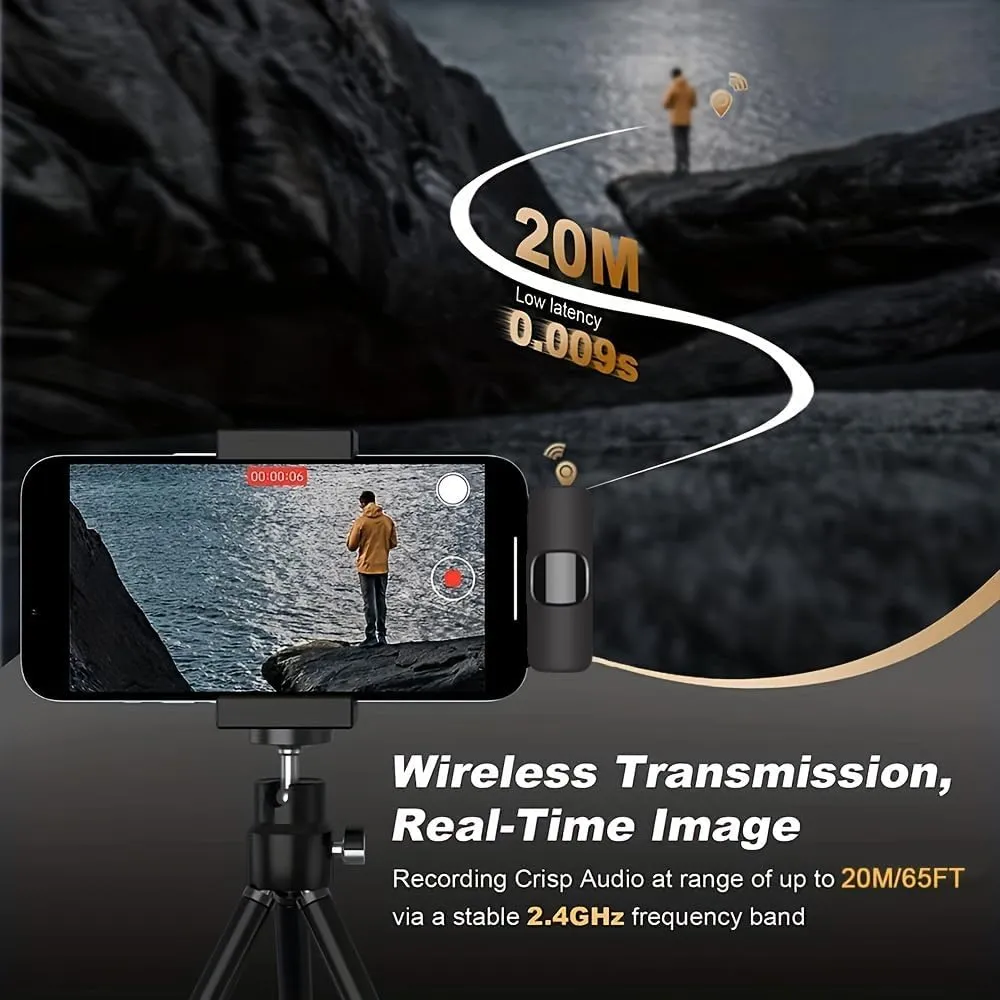 61Sdi+vONoL._AC_SL1000_ K8 Wireless Lavalier Microphone Plug and Play for iPhone Android 20 m(65 feet) Synchronized Transmission Clear Receiving Intelligent Noise Cancellation Wireless Microphone