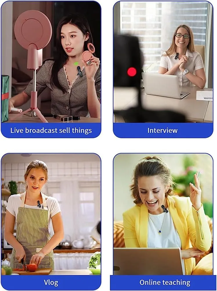 61u2gn91r2L._AC_SL1000_ K8 Wireless Lavalier Microphone Plug and Play for iPhone Android 20 m(65 feet) Synchronized Transmission Clear Receiving Intelligent Noise Cancellation Wireless Microphone