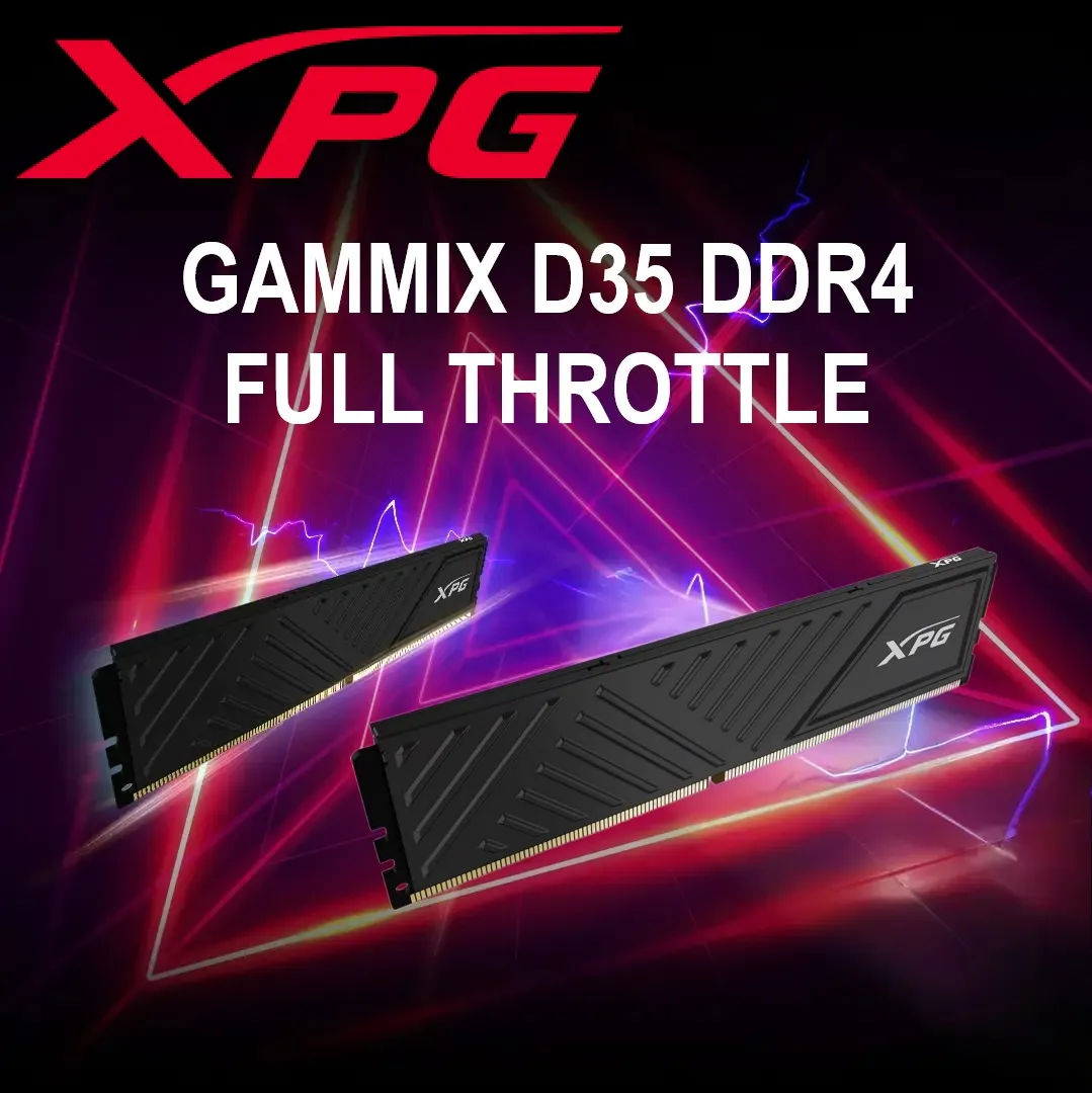 AX4U320016G16A-DTBKD (2) AX4U320016G16A-DTBKD XPG GAMMIX DDR4 3200MHz CL16 32GB RAM KIT XPG GAMMIX DDR4 3200MHz CL16 32GB RAM KIT (2x16GB) PC4-25600 RAM 288-Pins UDIMM Desktop Memory with Heatsink | BLACK (AX4U320016G16A-DTBKD35)